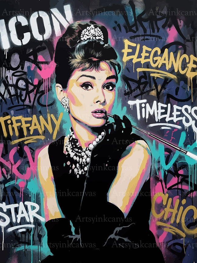 Audrey Hepburn Chic Urbano canvas wall art