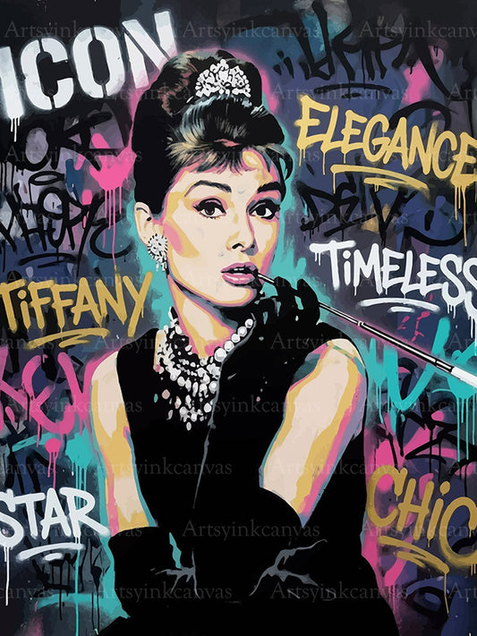 Audrey Hepburn Chic Urbano canvas wall art