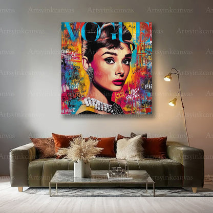 Audrey Hepburn Hollywood street art canvas