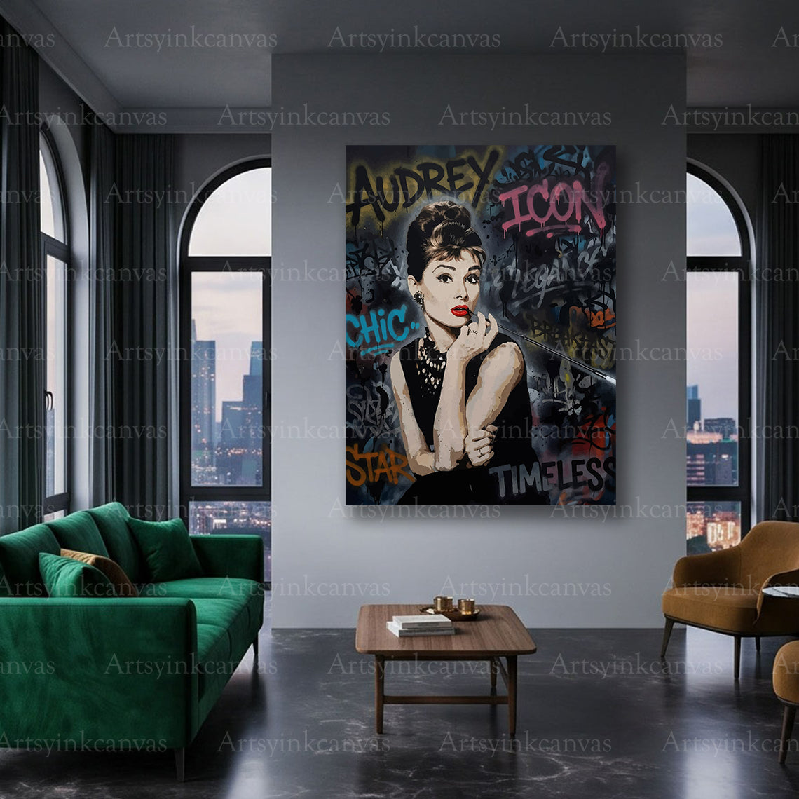 Audrey Hepburn fashion icon canvas art