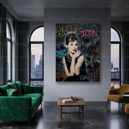 Audrey Hepburn fashion icon canvas art