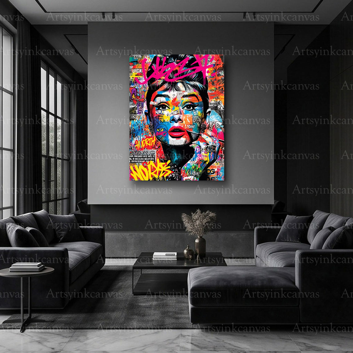 Audrey Hepburn timeless elegance graffiti artwork