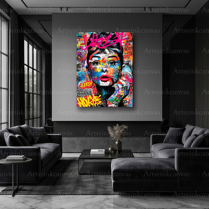 Audrey Hepburn timeless elegance graffiti artwork