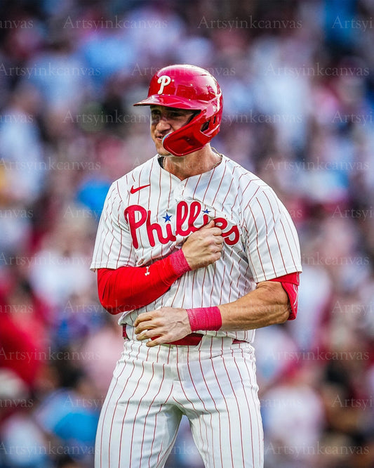 Austin Hays flexing after home run canvas wall art