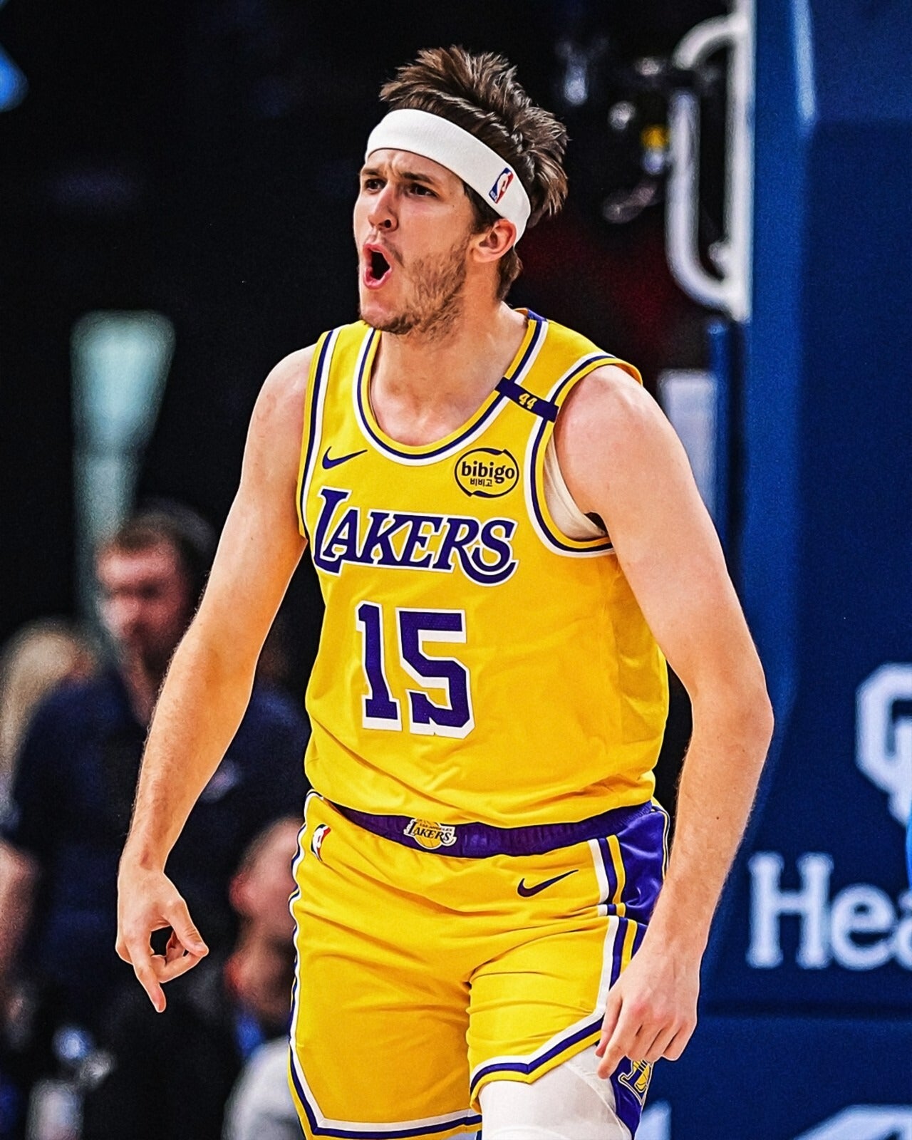 Austin Reaves celebrating Los Angeles Lakers canvas wall art