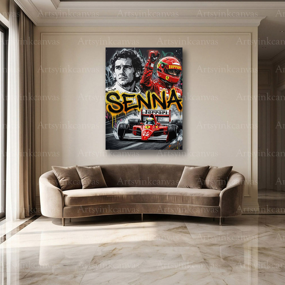 Ayrton Senna red and black racing wall decor