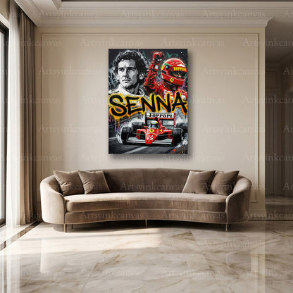Ayrton Senna red and black racing wall decor