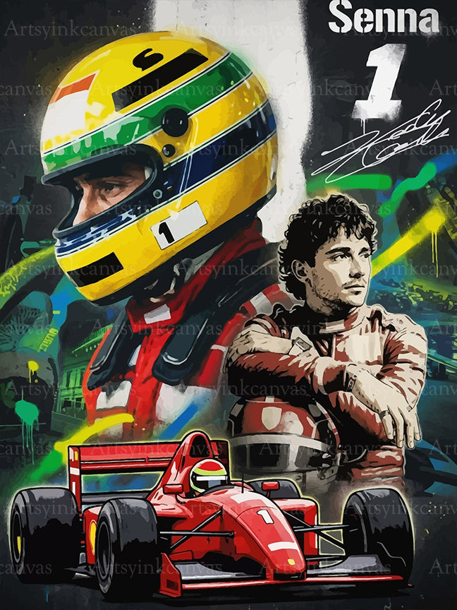 Ayrton Senna La Leyenda en Pista canvas wall art