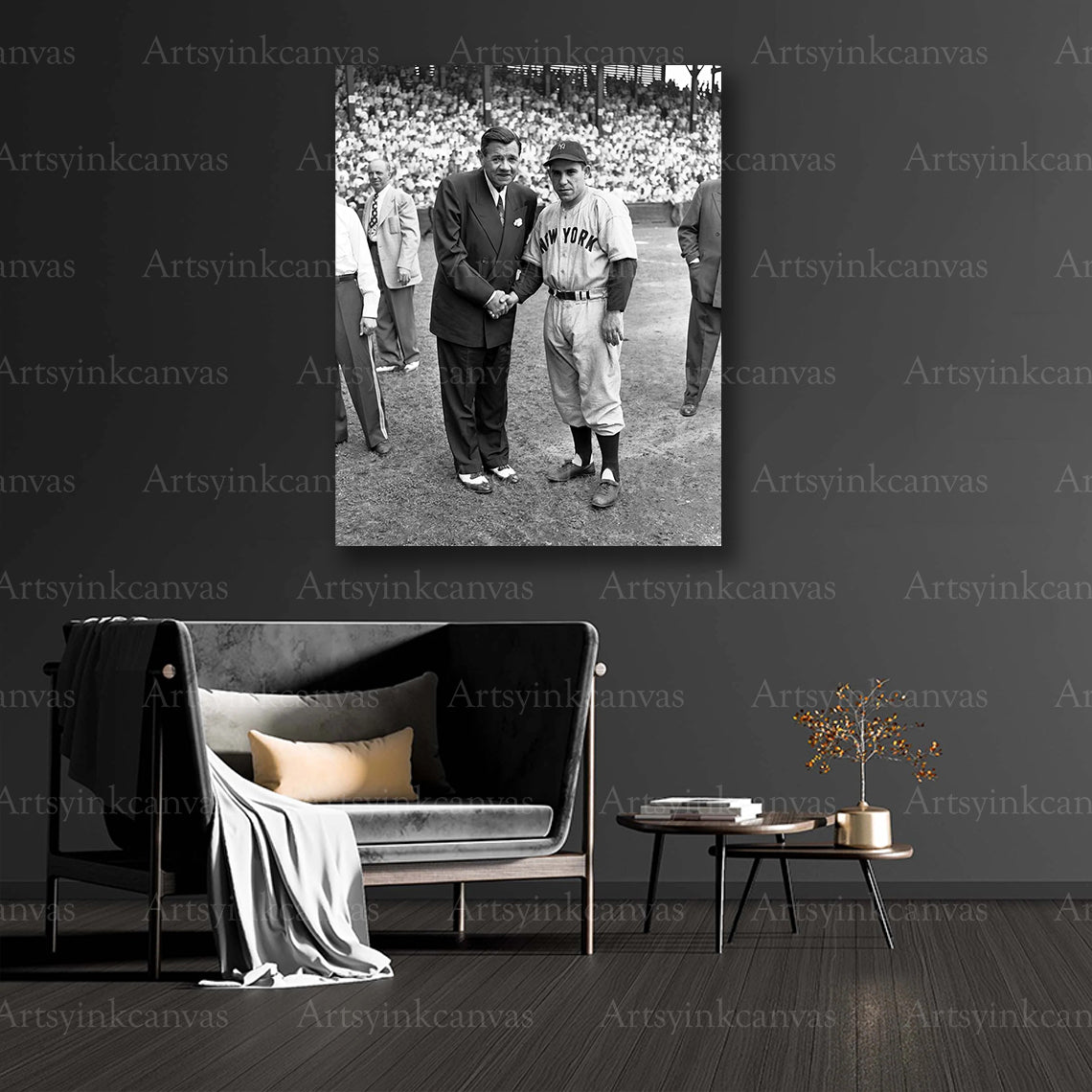 Premium Babe Ruth Yogi Berra canvas wall art