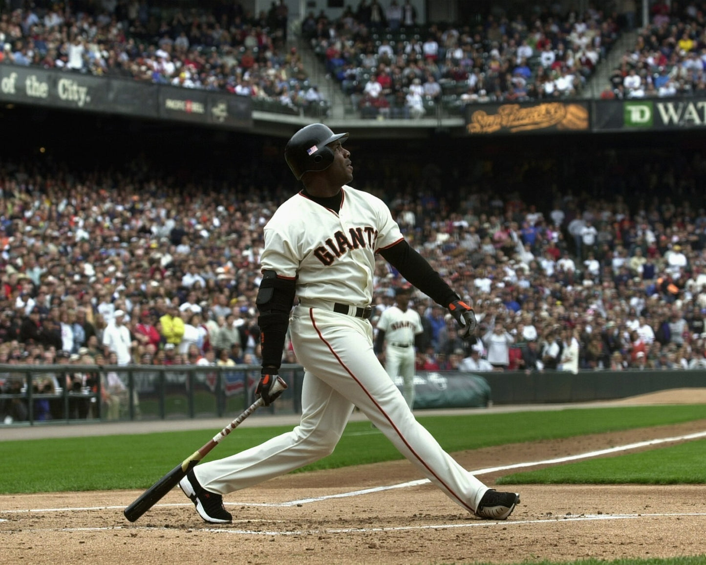 Barry Bonds watching a hit canvas wall art