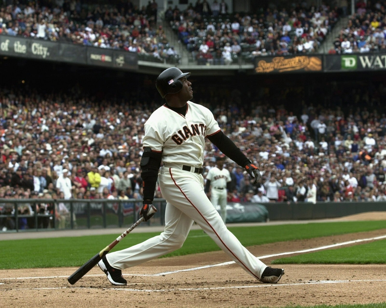 Barry Bonds watching a hit canvas wall art