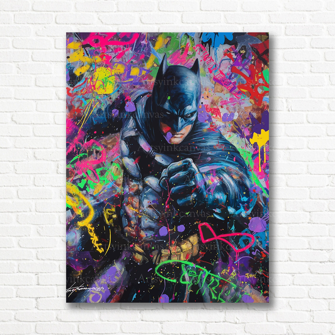 Batman dark graffiti canvas print
