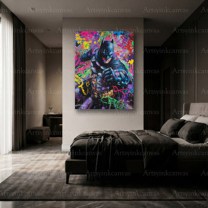 Premium Batman graffiti superhero wall art