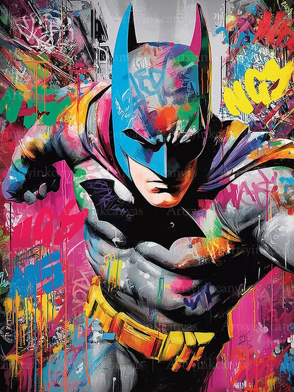 Batman Shadow Guardian Graffiti Canvas Wall Art with Gotham-inspired street art