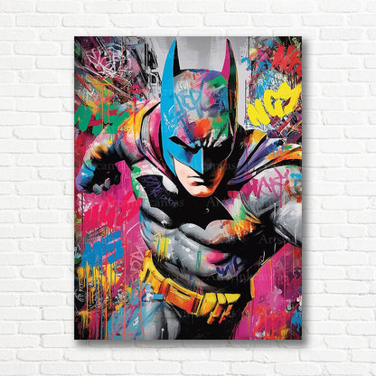 Batman superhero graffiti canvas artwork for modern wall decor