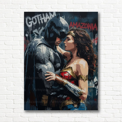 Batman Wonder Woman DC canvas print