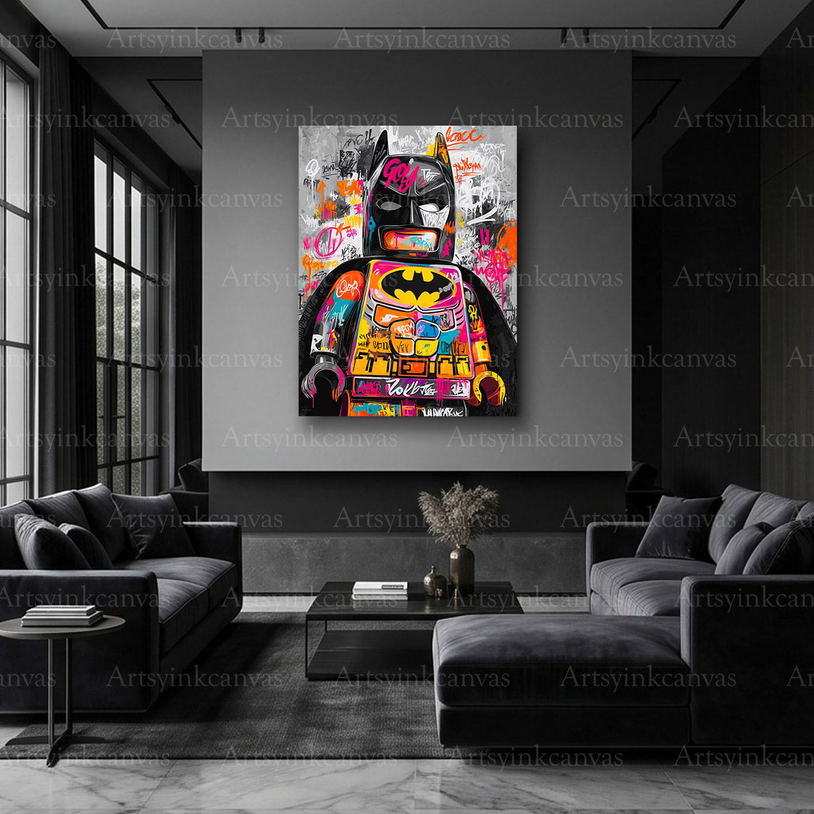 Batman brick-built graffiti artwork
