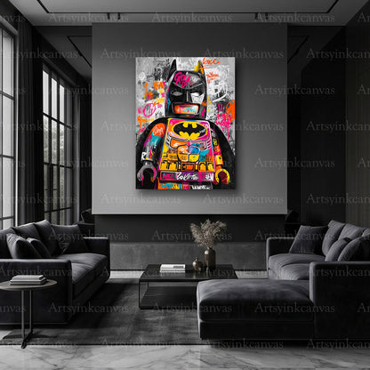 Batman brick-built graffiti artwork