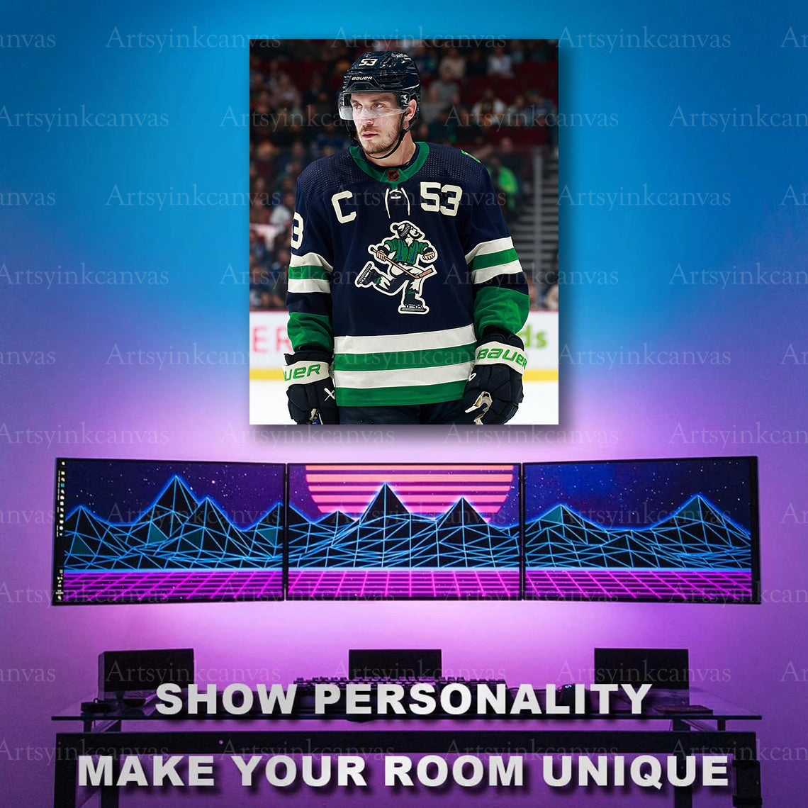 Bo Horvat Vancouver Canucks retro jersey artwork