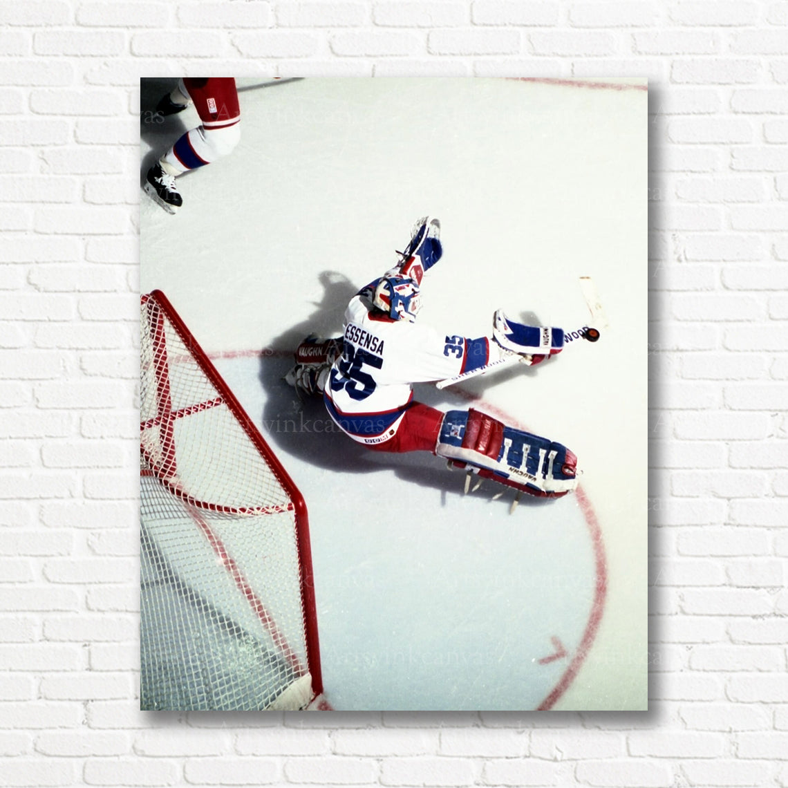 Bob Essensa goalie save hockey canvas print