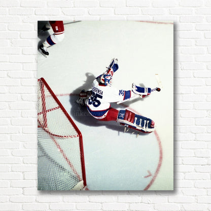 Bob Essensa goalie save hockey canvas print