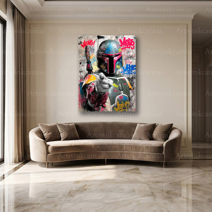 Galactic Hunter Boba Fett Star Wars wall decor for modern rooms