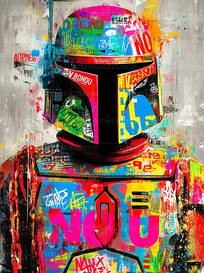 Boba Fett Star Wars graffiti canvas wall art