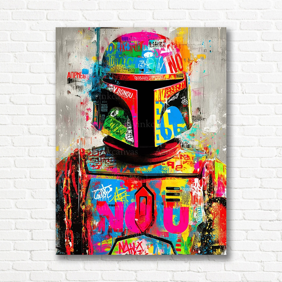 Boba Fett bounty hunter graffiti canvas print