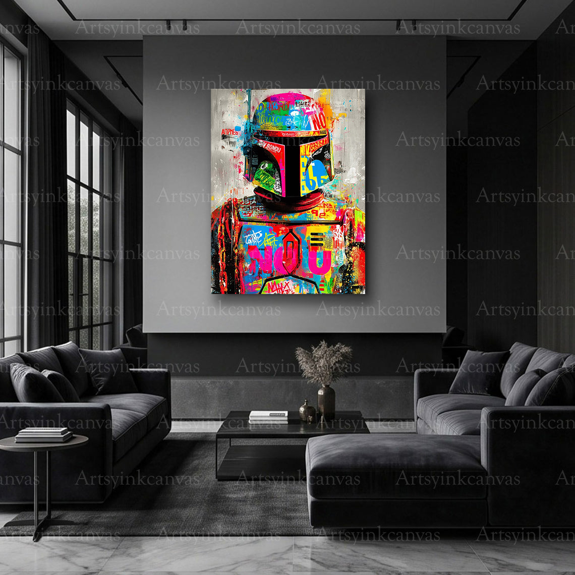 Boba Fett helmet graffiti character artwork