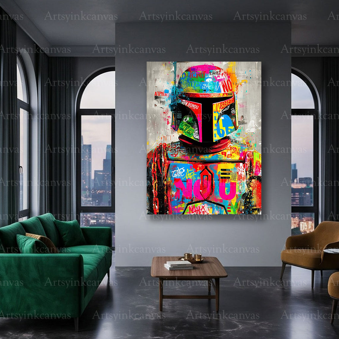 Star Wars Boba Fett urban canvas wall art