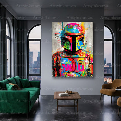 Star Wars Boba Fett urban canvas wall art