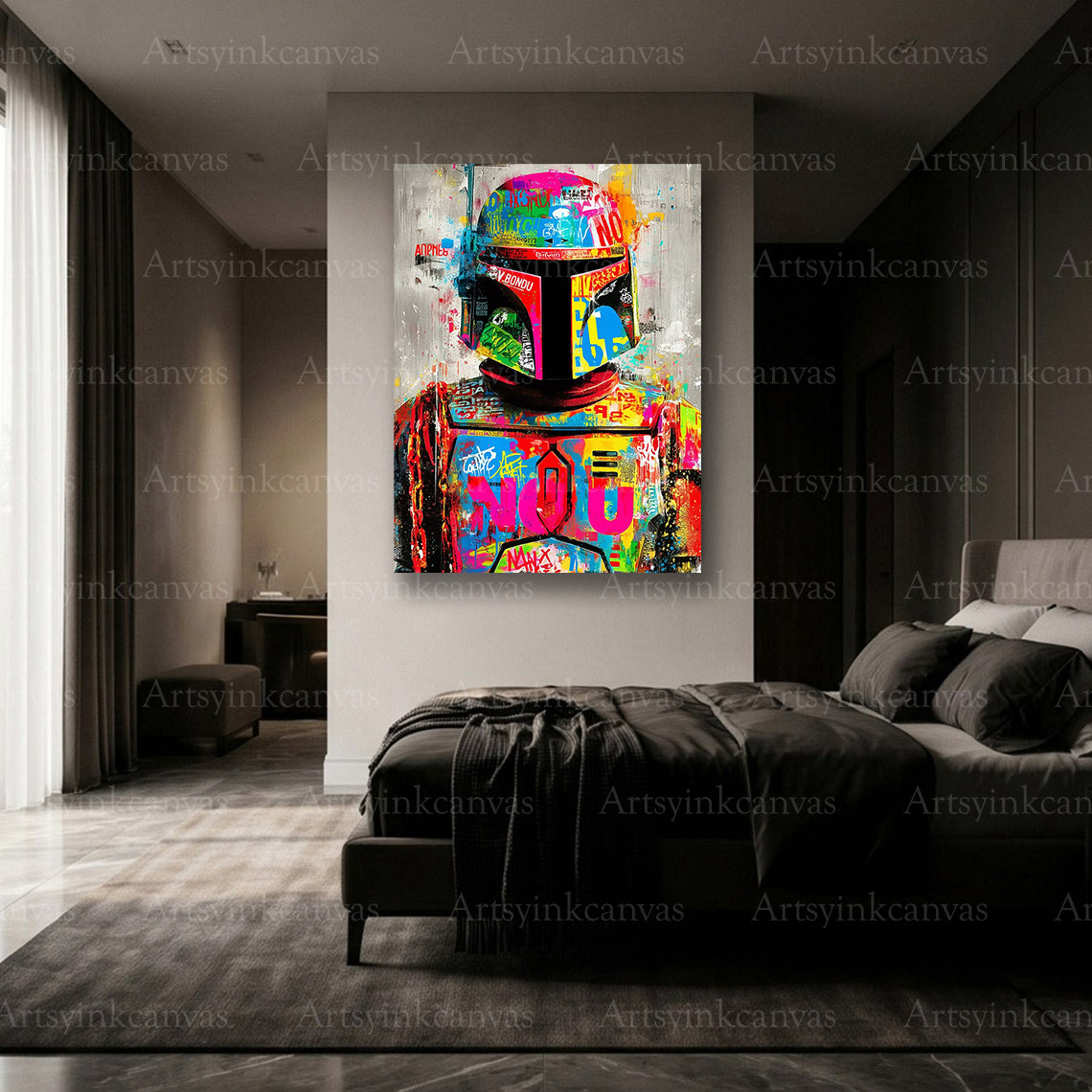 Premium Boba Fett graffiti sci fi wall art
