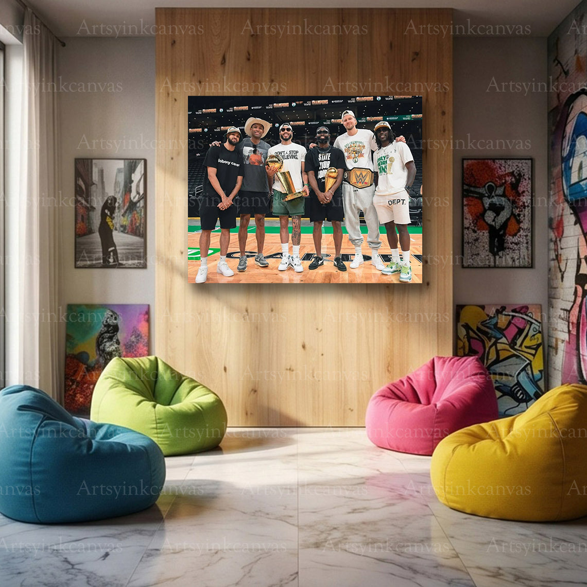 Boston Celtics 2024 NBA Finals Champions Super Six Canvas Wall Art