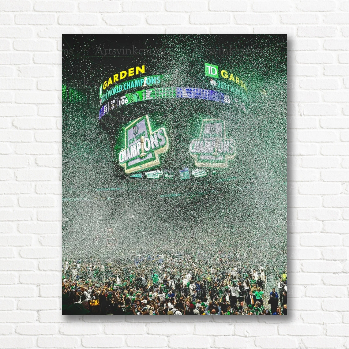 Boston Celtics 2024 NBA Finals Victory at TD Garden Canvas Wall Art | Championship Arena Celebration