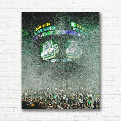 Boston Celtics 2024 NBA Finals Victory at TD Garden Canvas Wall Art | Championship Arena Celebration