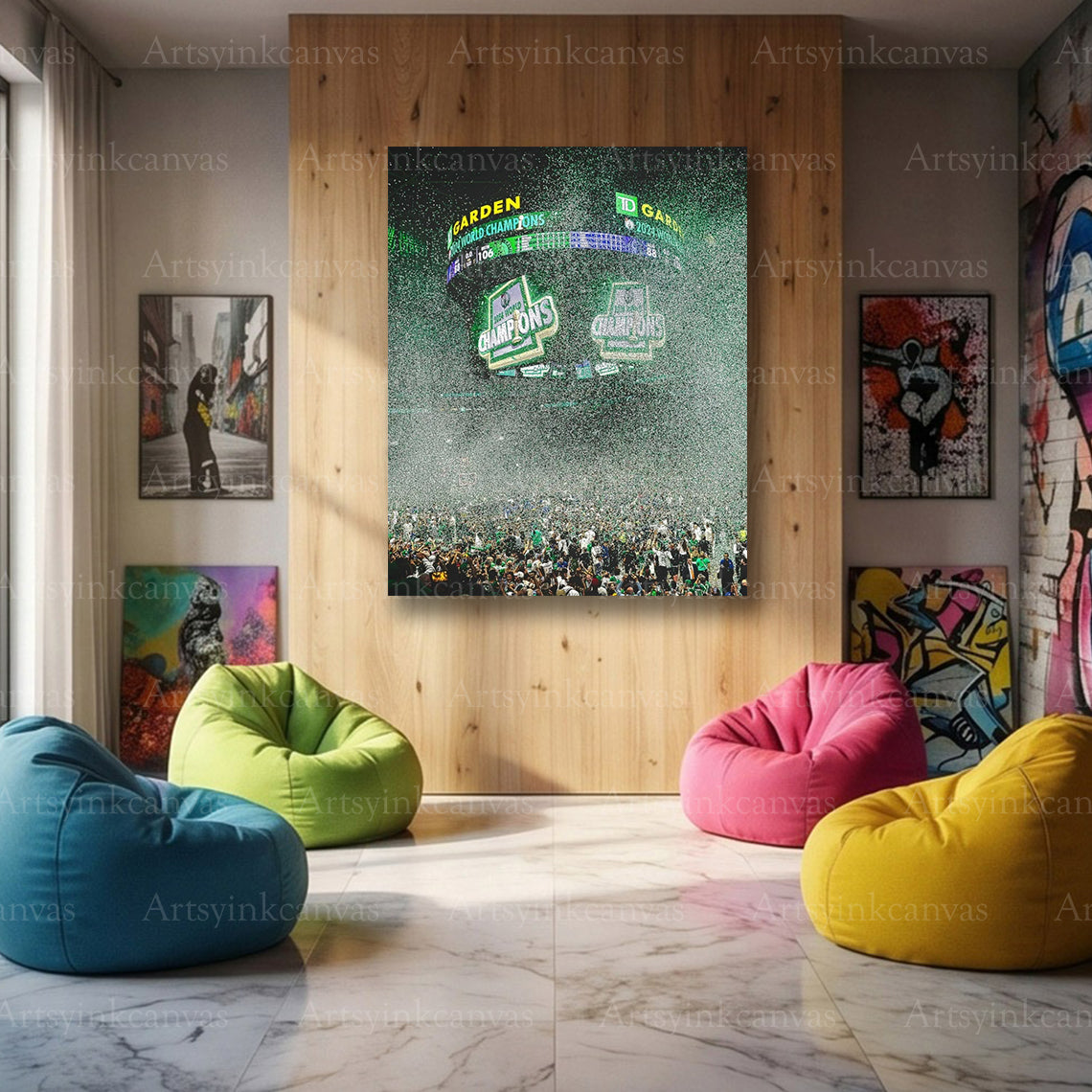 Boston Celtics 2024 NBA Finals Victory at TD Garden Canvas Wall Art | Championship Arena Celebration
