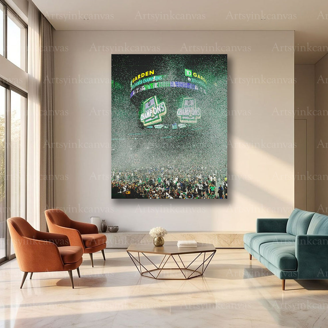 Boston Celtics 2024 NBA Finals Victory at TD Garden Canvas Wall Art | Championship Arena Celebration