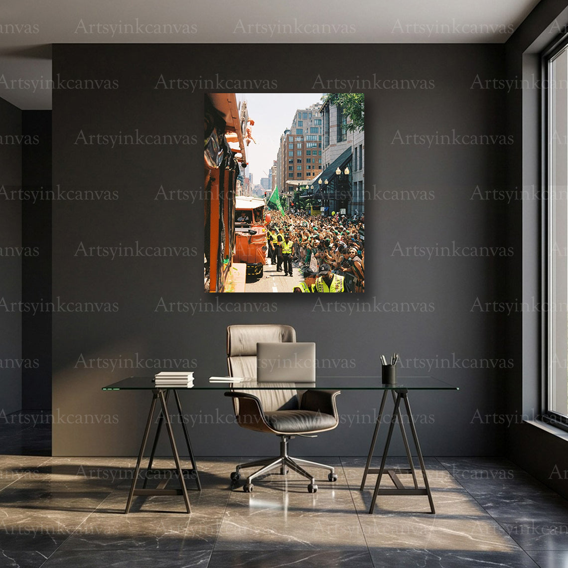 Boston Celtics Championship Parade Street Canvas Wall Art | 2024 NBA Finals Victory Celebration