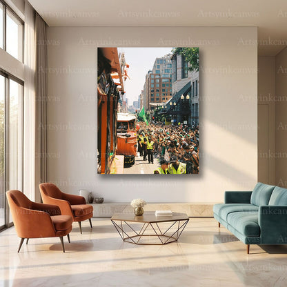 Boston Celtics Championship Parade Street Canvas Wall Art | 2024 NBA Finals Victory Celebration