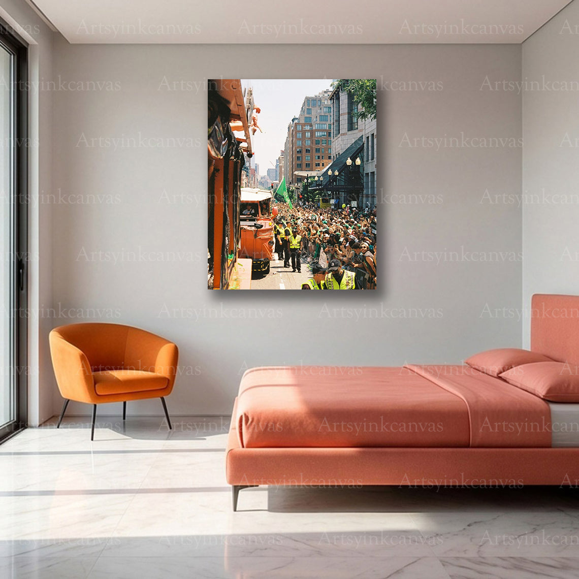 Boston Celtics Championship Parade Street Canvas Wall Art | 2024 NBA Finals Victory Celebration