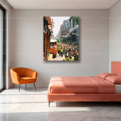 Boston Celtics Championship Parade Street Canvas Wall Art | 2024 NBA Finals Victory Celebration