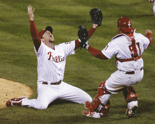 Brad Lidge Carlos Ruiz 2008 World Series last out canvas wall art