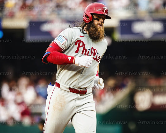 Brandon Marsh running the bases canvas wall art