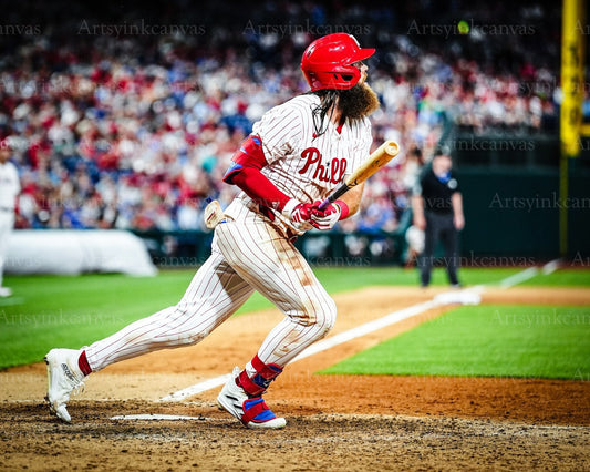 Brandon Marsh watching his home run canvas wall art