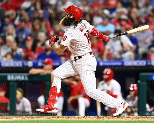 Brandon Marsh watching his home run hit canvas wall art