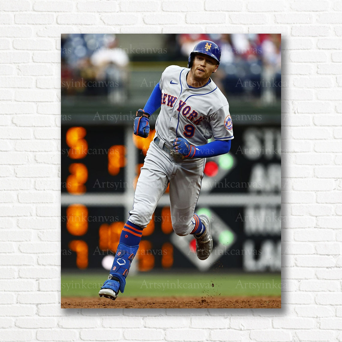 Brandon Nimmo Mets baseball action canvas print