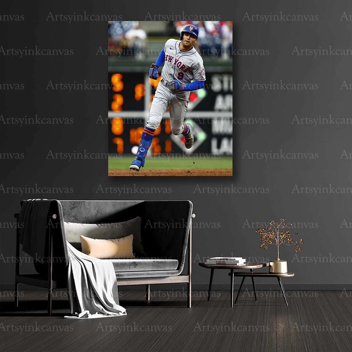 Mets player running bases collector canvas