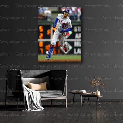 Mets player running bases collector canvas