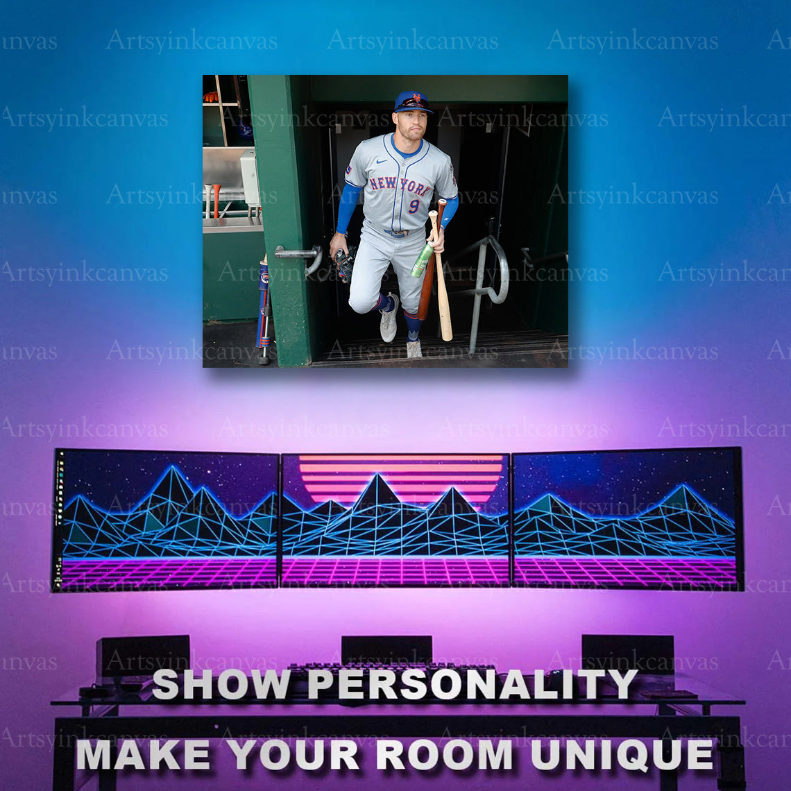 Brandon Nimmo entering field baseball artwork