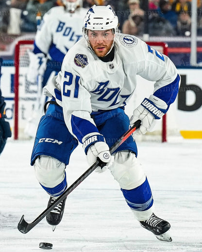 Brayden Point 2022 Stadium Series action Tampa Bay Lightning canvas wall art